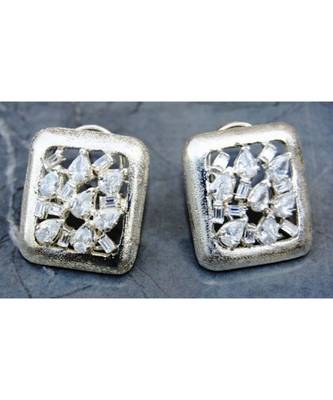 Uncut Diamonds Silver Stud Earrings 1