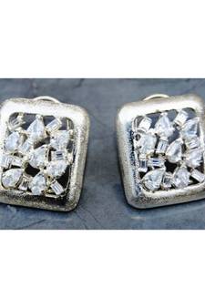 Uncut Diamonds Silver Stud Earrings