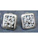Uncut Diamonds Silver Stud Earrings