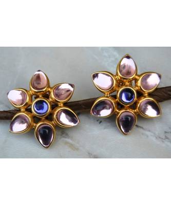 Pink floral Stud Earrings 1