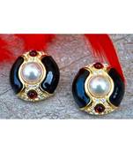 Black Pearl Diamond Stud Earrings
