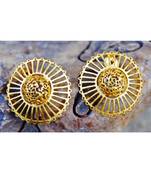 Matte Gold Filigree Big Stud Earrings