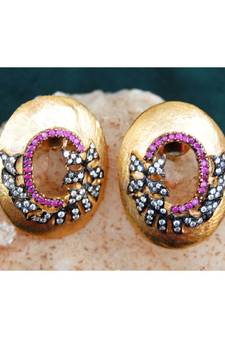 Grecian Gold Stud Earrings with Rubies