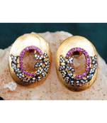 Grecian Gold Stud Earrings with Rubies