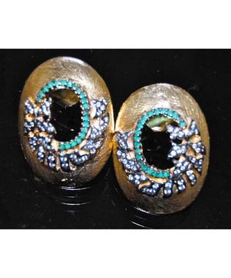Grecian Gold Stud Earrings with Emeralds 1