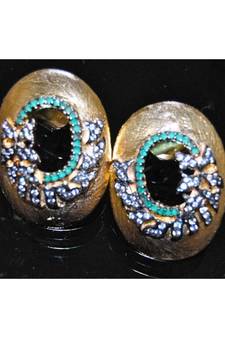 Grecian Gold Stud Earrings with Emeralds