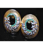 Grecian Gold Stud Earrings with Emeralds