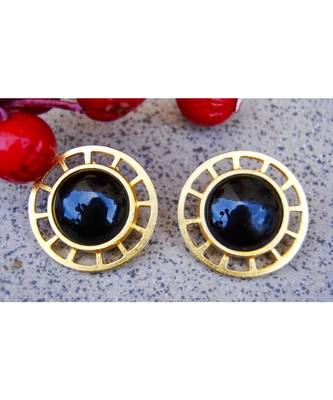 Matte Gold Wheel Stud with Black Onyx 1
