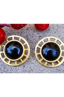 Matte Gold Wheel Stud with Black Onyx