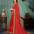 Red printed chiffon saree with blouse