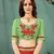 Red printed chiffon saree with blouse
