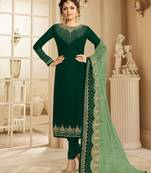 Green embroidered faux georgette salwar