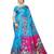 Blue printed poly silk saree with blouse