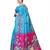 Blue printed poly silk saree with blouse