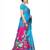 Blue printed poly silk saree with blouse