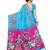 Blue printed poly silk saree with blouse