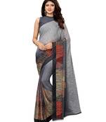 Grey Printed Georgette Saree With Blouse