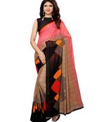 Pink Printed Georgette Saree With Blouse