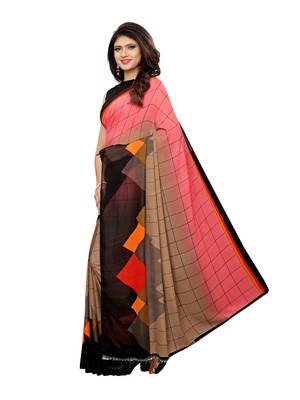 Pink Printed Georgette Saree With Blouse 2