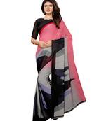 Pink Printed Georgette Saree With Blouse
