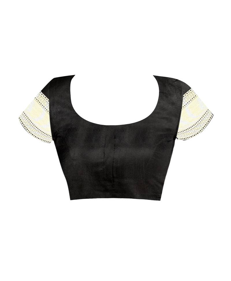 Black Woven Art Silk Saree With Blouse