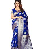 Blue Woven Art Silk Saree With Blouse