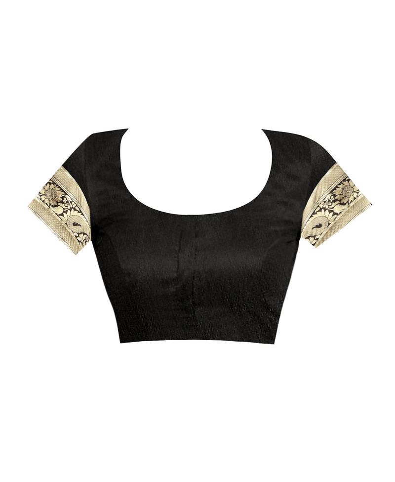 Black Woven Art Silk Saree With Blouse