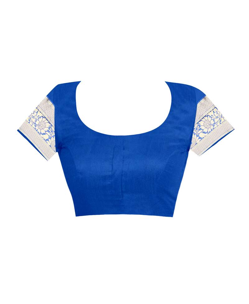 Royal Blue Woven Art Silk Saree With Blouse
