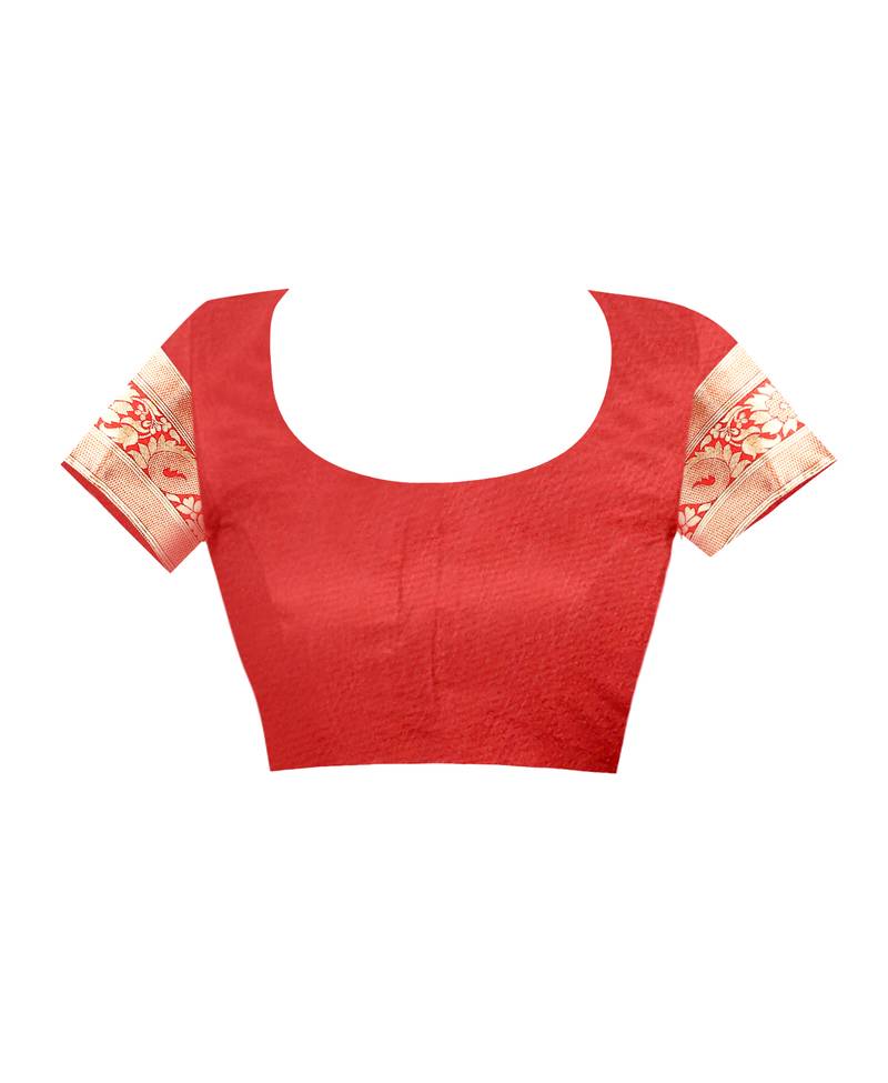 Red Woven Art Silk Saree With Blouse