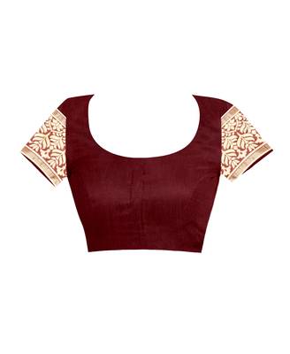 Maroon Woven Art Silk Saree With Blouse 4
