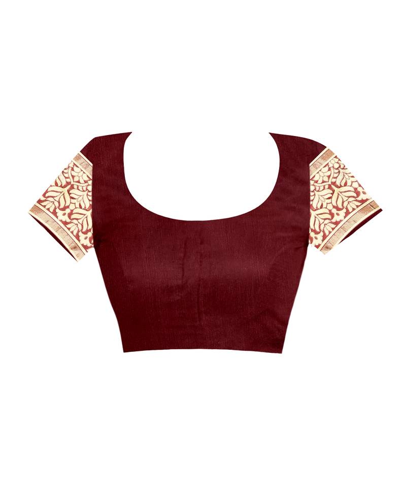 Maroon Woven Art Silk Saree With Blouse