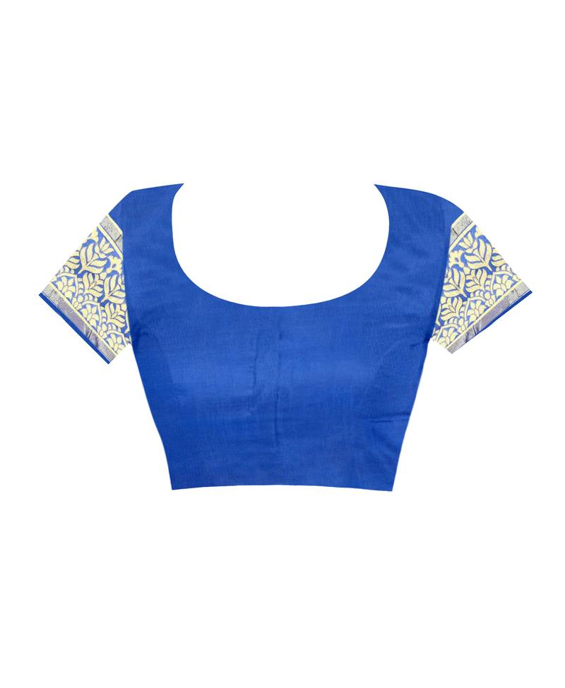 Royal Blue Woven Art Silk Saree With Blouse
