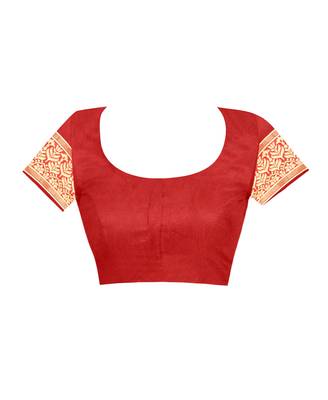 Red Woven Art Silk Saree With Blouse 4