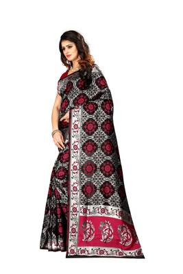 Black Woven Banarasi Saree With Blouse 3