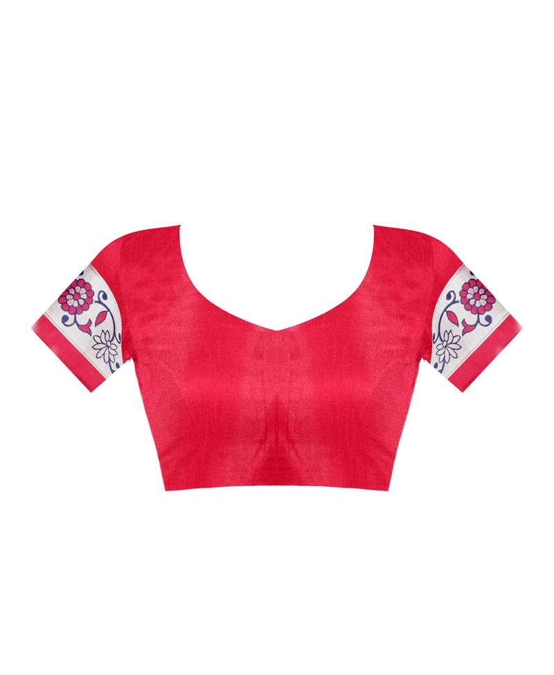 Navy Blue Woven Banarasi Silk Saree With Blouse