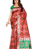 Red Woven Art Silk Saree With Blouse