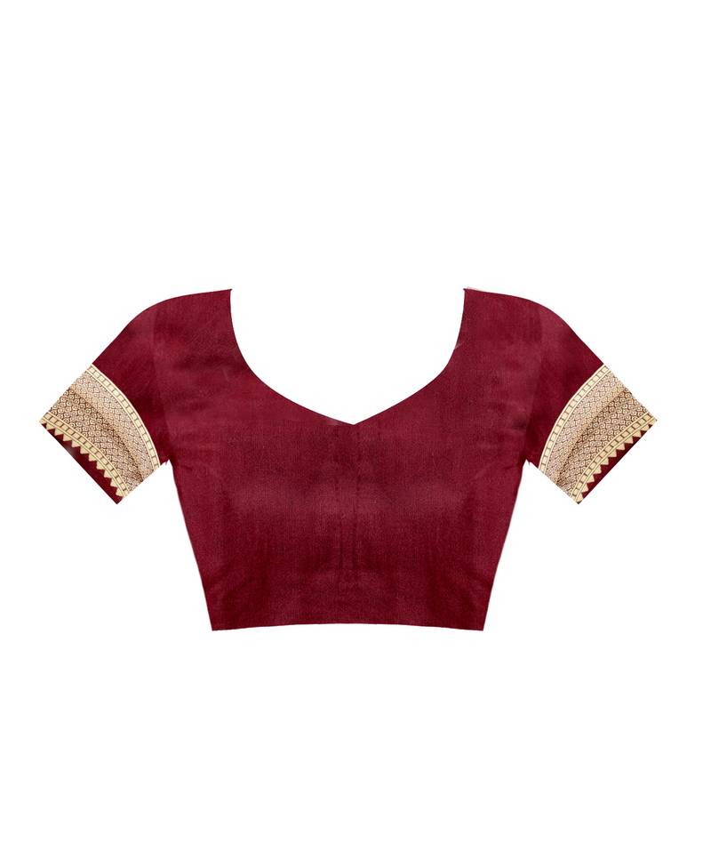 Maroon Woven Art Silk Saree With Blouse