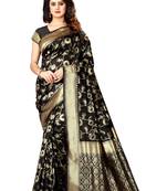 Black Woven Art Silk Saree With Blouse