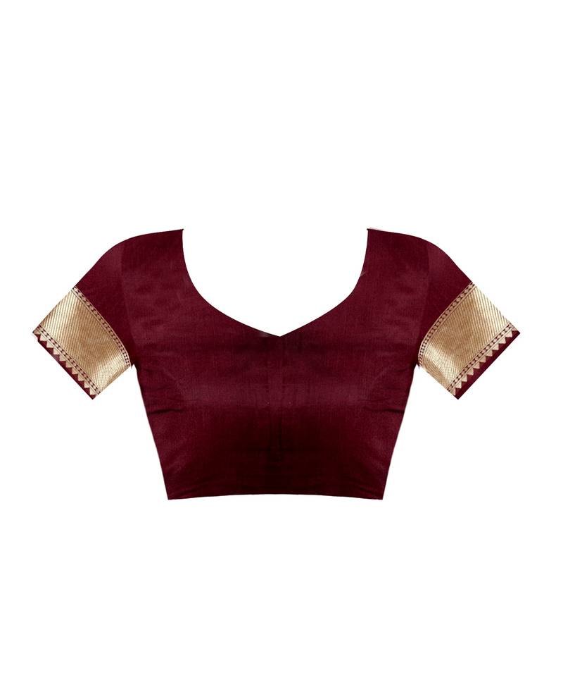 Maroon Woven Art Silk Saree With Blouse