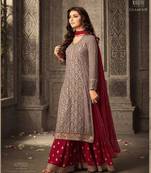 Grey embroidered faux georgette salwar