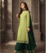 Green embroidered faux georgette salwar