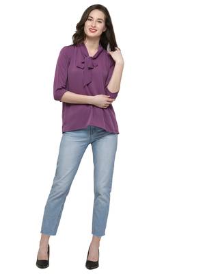 Purple plain crepe tops 1