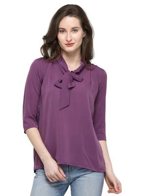 Purple plain crepe tops 2