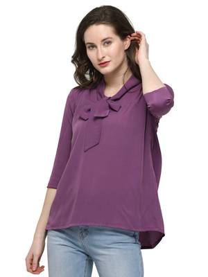 Purple plain crepe tops 3