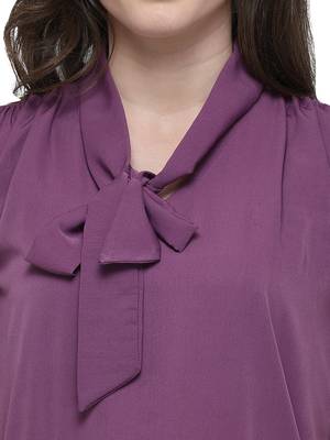 Purple plain crepe tops 5