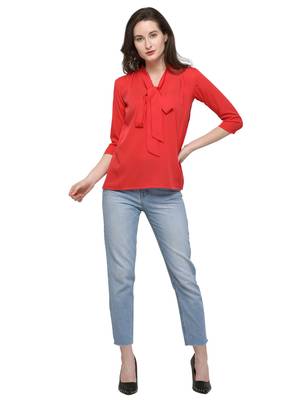 Red plain crepe tops 1