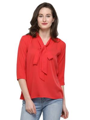 Red plain crepe tops 2