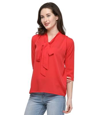 Red plain crepe tops 3