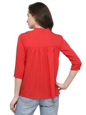 Red plain crepe tops 4