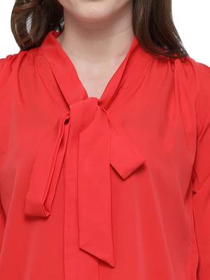 Red plain crepe tops 5
